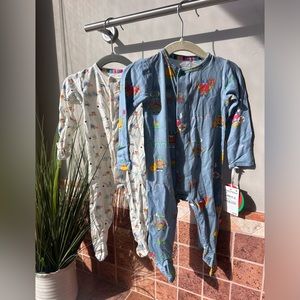 2 Magnetic Me eco-friendly footie pajamas 3-6 month 12-16lbs